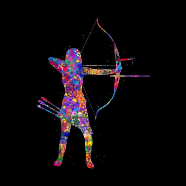 Archery girl player watercolor by Yahya Art