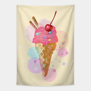 Ice Cream with a cherry and waffles Tapestry