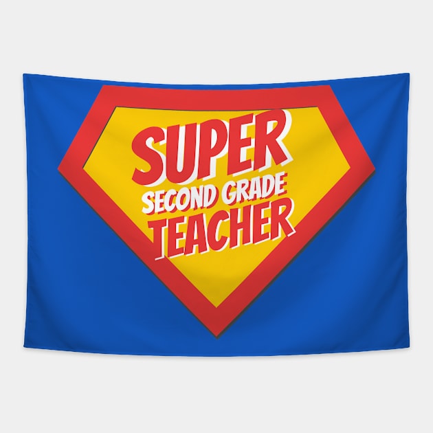 Second Grade Teacher Gifts | Super Second Grade Teacher Tapestry by BetterManufaktur