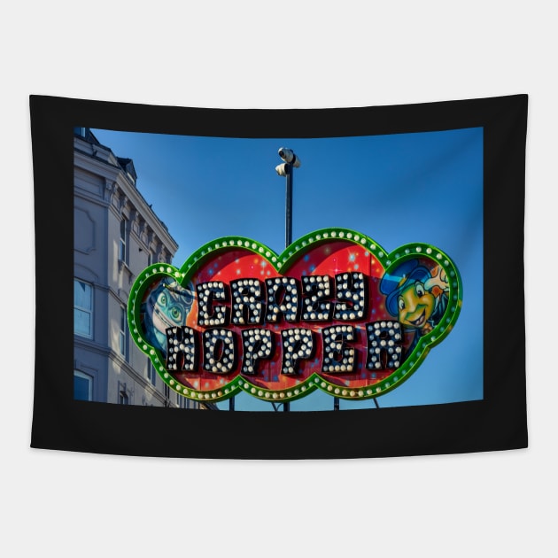 Crazy hopper sign Tapestry by jasminewang