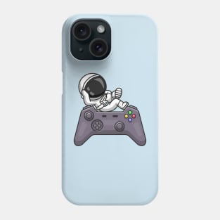 Cute Astronaut Laying on Controller Cartoon Phone Case