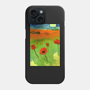 RED POPPY FIELD VAN GOGH STYLE Phone Case