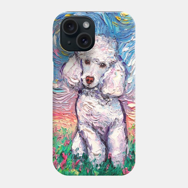 White Toy Poodle Night Phone Case by sagittariusgallery