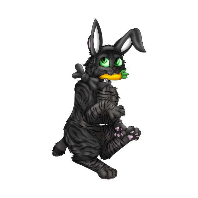 Bobtail BunnyCat: Black Tabby (Black) by spyroid101