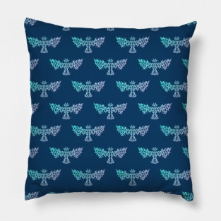 dragon birds pattern blue Pillow