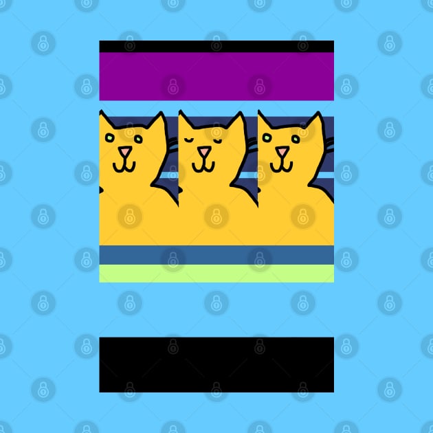 Blinking Yellow Cats on Stripes by ellenhenryart