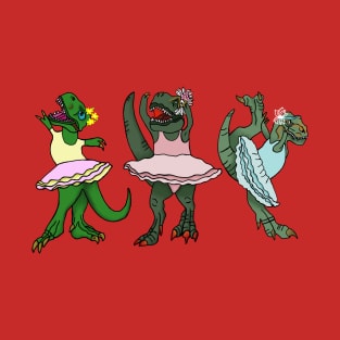 Ballerina T-Rex Dinosaurs doing Ballet Dance T-Shirt