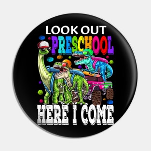 Look Out Preschool Here I Come Monster Truck Dinosaur Back To School Pin