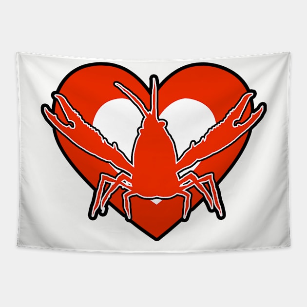 Cute Crawfish Heart for Crawdad Lovers Tapestry by HeartsandFlags