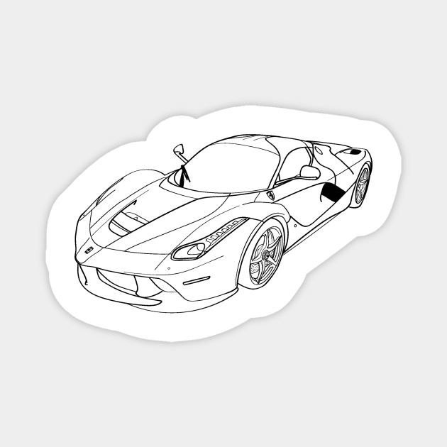 La Ferrari Wireframe Drawing Magnet by Auto-Prints