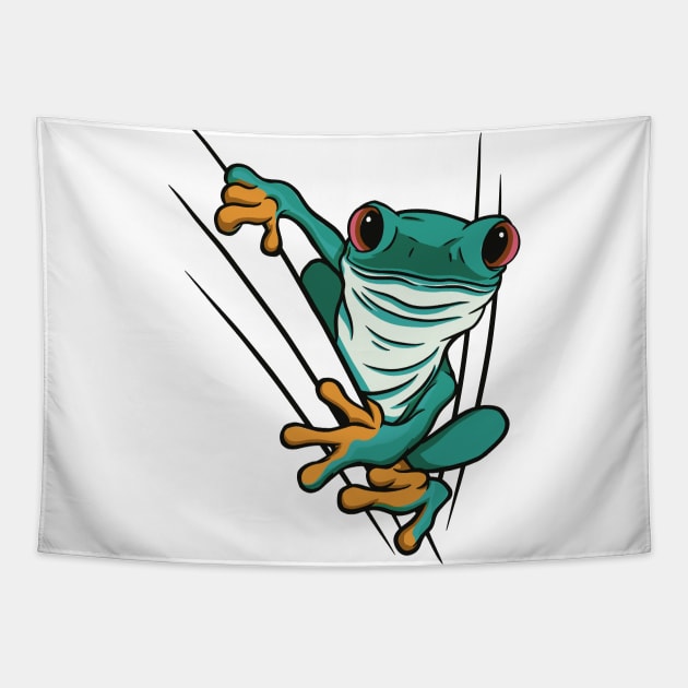 Cartoon Frog in Poket - Nature and Gardening Tapestry by Popculture Tee Collection