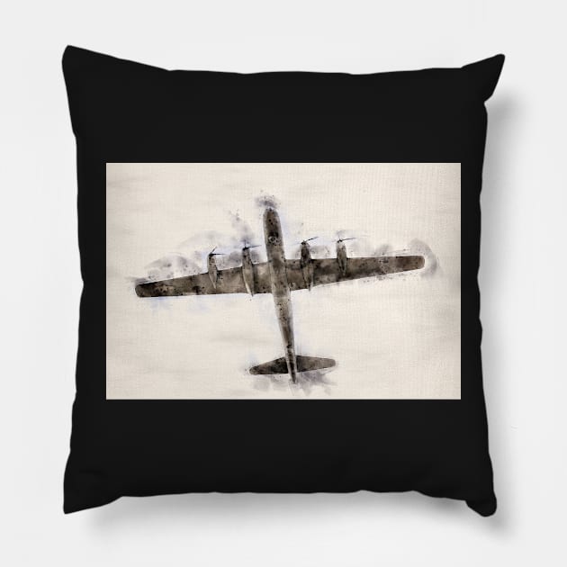 B-29 Superfortress Watercolor Pillow by jecphotography