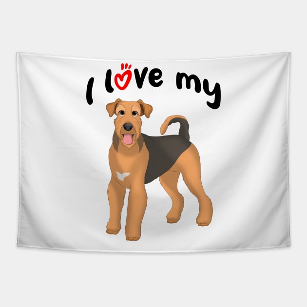 I Love My Airedale Dog Tapestry by millersye