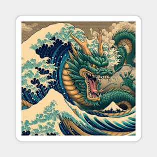 Summoned Shenron with Katsushika Hokusai art style Magnet