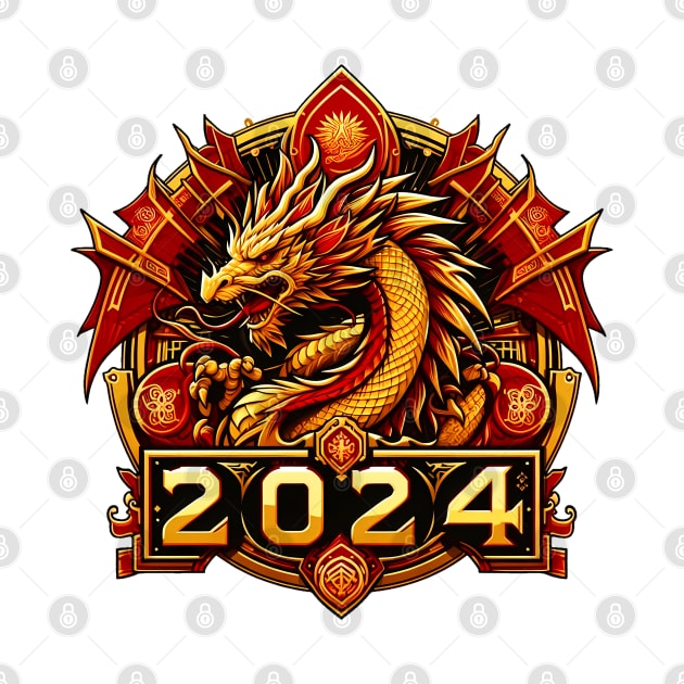 Wooden Gold Red Dragon 2024 No.6 by Fortuna Design
