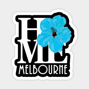 HOME Melbourne Blue Hibiscus (white text) Magnet