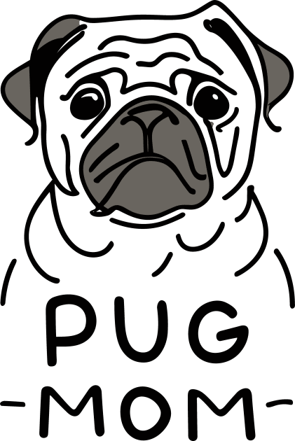 Cute Pug Mom Illustration Kids T-Shirt by ravensart