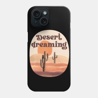 Desert Dreaming Boho Southwestern Watercolor Desert Cactus Landscape Sunset Phone Case