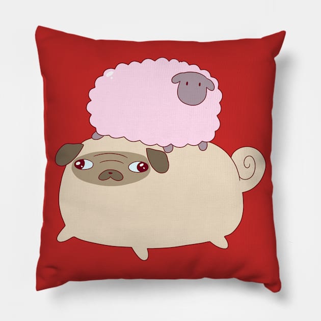 Pug and Little Sheep Pillow by saradaboru