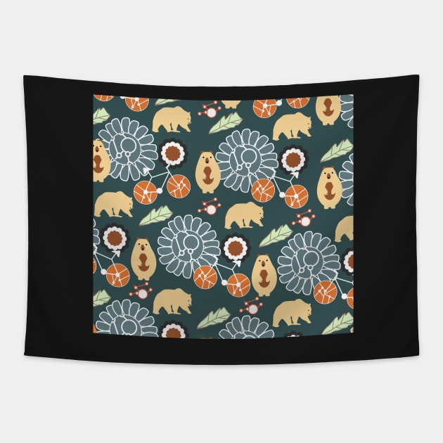 Bikes, bears and flowers Tapestry by cocodes