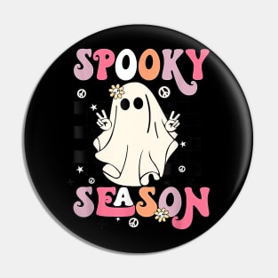 Retro Halloween Cute Ghost Spooky Season Funny Pin