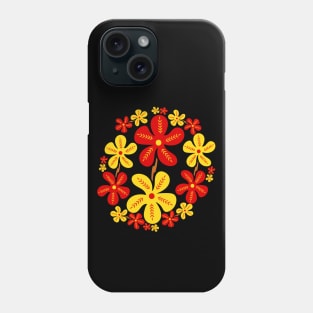 Red and Yellow Flowers Circle Phone Case