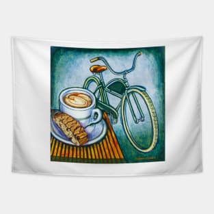 Green Electra Delivery Bicycle Coffee and biscotti Tapestry