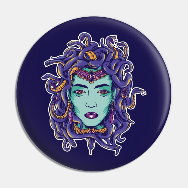 Creepy Medusa Head Pin by SLAG_Creative