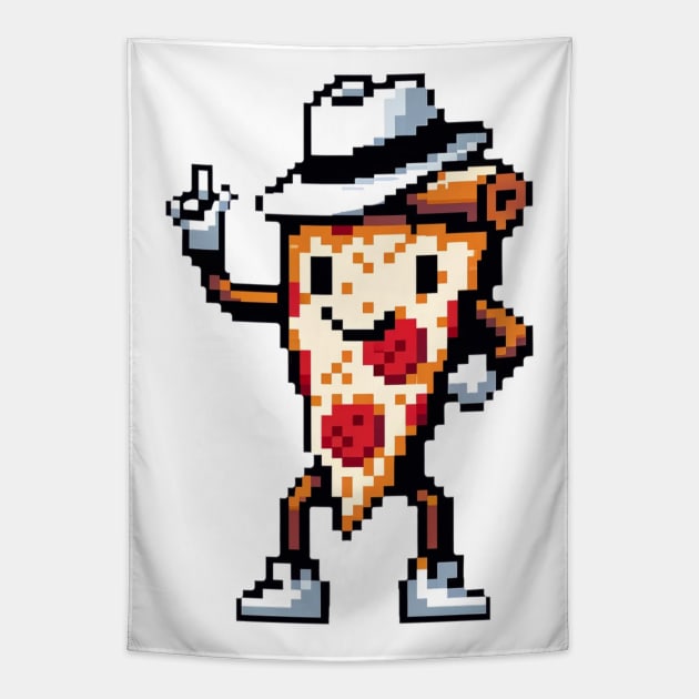 Moonwalking Pizza - Iconic Pop Culture Slice Tapestry by Pixel Punkster