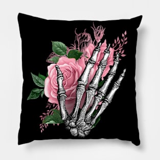 Skull and Pink Roses skull art design Pillow