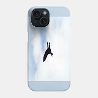 Great Blue Heron Flying Past the Clouds Above Trojan Pond 3 Phone Case