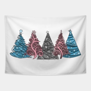 Row of Five Transgender Pride Flag Christmas Trees Vector Tapestry