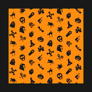 Pumpkin Cat Castle Skull Halloween T-Shirt