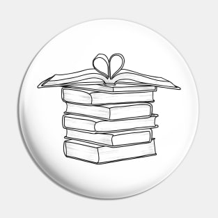 Book Stack Line Art | Books Line Art Pin