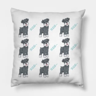 Grey miniature schnauzer dog pattern Pillow