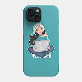 Girl with laptop Phone Case