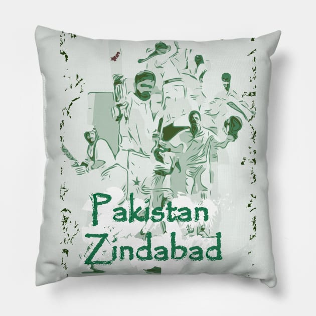 Pakistan Cricket Zindabad T20 Men In Green Pillow by FasBytes