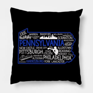 Harrisburg Pennsylvania cute map, Erie, Bethlehem, Scranton, Lancaster, Levittown, Pillow