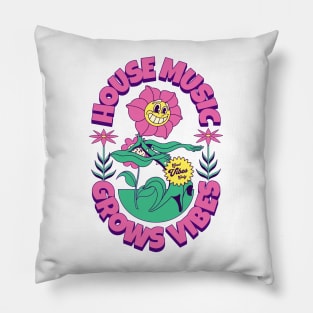 HOUSE MUSIC - Grows Vibes (Pink/Green/Yellow) Pillow