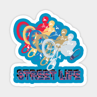 Street Life BMX Rider Retro Glitch 5 Colour Bike Style Magnet