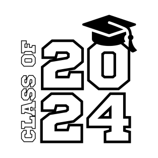 Funny Sayings Class Of 2024 Text Art Black Cool T-Shirt