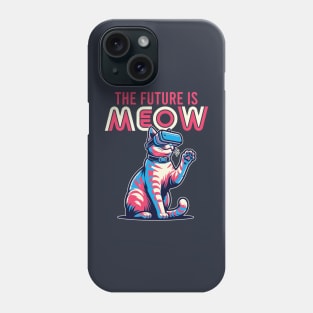 The Future Is Meow, Funny 80's Vaporwave Cat Phone Case