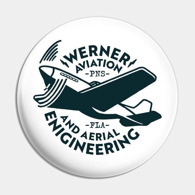 Werner Aviation (Dark Blue on White) Pin by jepegdesign
