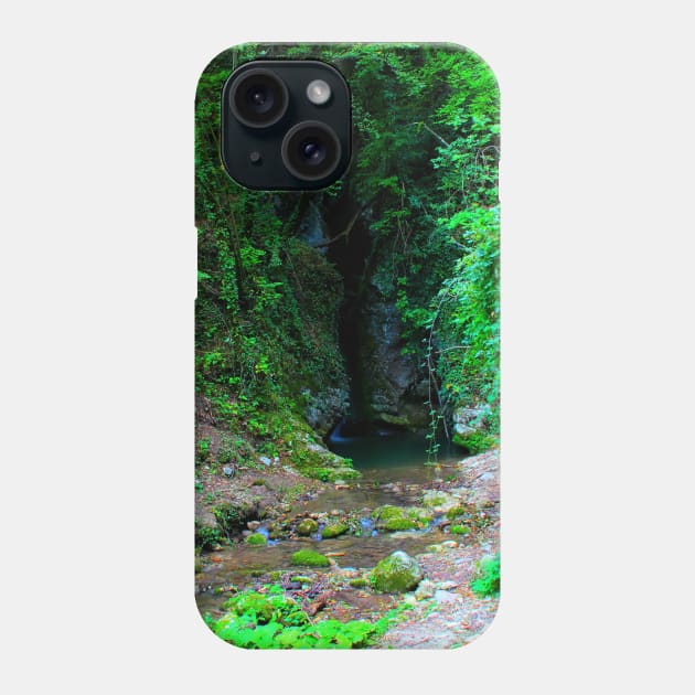 View from Sarnano at Cascata del Pellegrino in the Sibillini Mountains Phone Case by KristinaDrozd