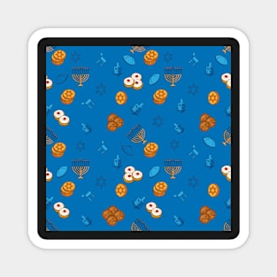 Blue Background Hannukah Pattern Magnet