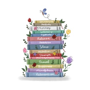 Book Stack & Flowers T-Shirt