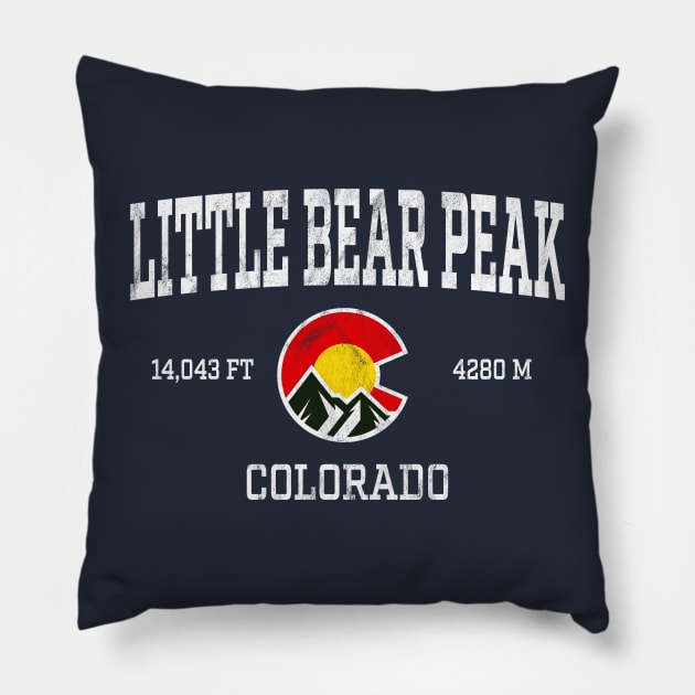 Little Bear Peak Colorado 14ers Vintage Athletic Mountains Pillow by TGKelly