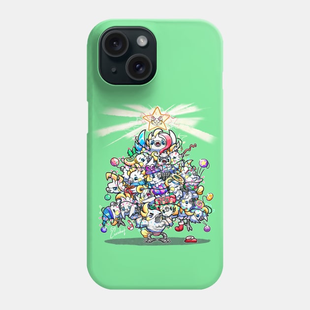 Christmas parrot tree - Happy Christmas with decorated tree Phone Case by Cocobot