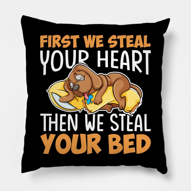 first we steal your heart then we steal your bed Pillow by TheDesignDepot