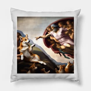 Corgi in creation of adam Pillow